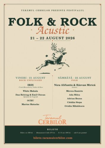 Afișul primei ediții — Festivalul Folk & Rock Acustic, 21–22 august 2026