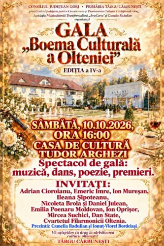 Boema Culturală a Olteniei” revine cu o nouă ediție la Târgu Cărbunești
